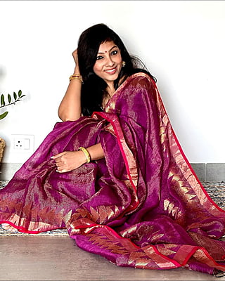 Purple Jamdani Tissue Linen saree