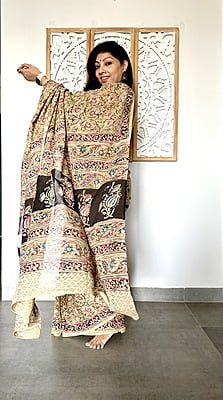 COTTON KALAMKARI SAREE- YELLOW COTTON KALAMKARI SAREE- YELLOW
