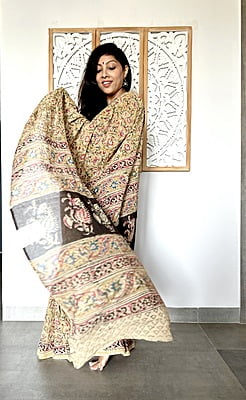COTTON KALAMKARI SAREE- YELLOW COTTON KALAMKARI SAREE- YELLOW