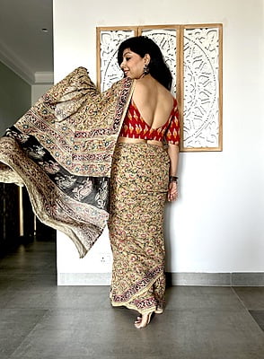 COTTON KALAMKARI SAREE- YELLOW COTTON KALAMKARI SAREE- YELLOW