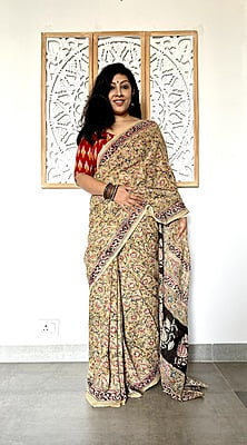 COTTON KALAMKARI SAREE- YELLOW COTTON KALAMKARI SAREE- YELLOW