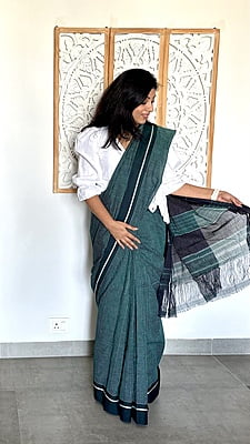 PURE HANDLOOM COTTON SAREE - GREEN