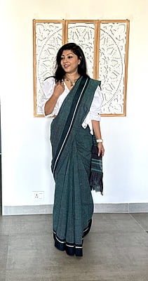 PURE HANDLOOM COTTON SAREE - GREEN