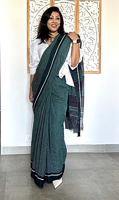 PURE HANDLOOM COTTON SAREE - GREEN