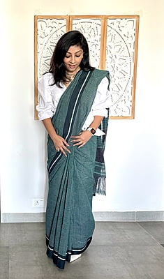PURE HANDLOOM COTTON SAREE - GREEN