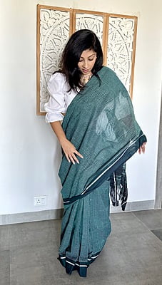 PURE HANDLOOM COTTON SAREE - GREEN