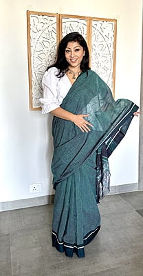 PURE HANDLOOM COTTON SAREE - GREEN