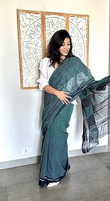 PURE HANDLOOM COTTON SAREE - GREEN