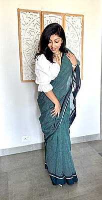PURE HANDLOOM COTTON SAREE - GREEN