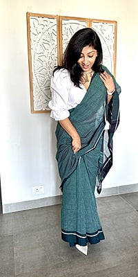 PURE HANDLOOM COTTON SAREE - GREEN
