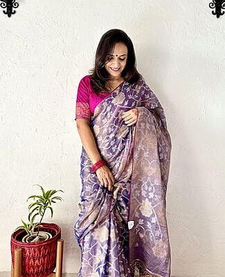 GREY MUL TISSUE JAMDANI SAREE
