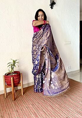 GREY MUL TISSUE JAMDANI SAREE
