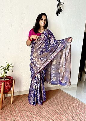 GREY MUL TISSUE JAMDANI SAREE
