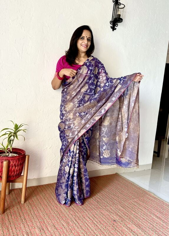 GREY MUL TISSUE JAMDANI SAREE