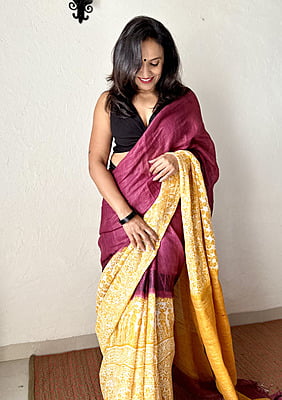 Linen Madhubani – Wine