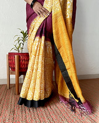 Linen Madhubani – Wine