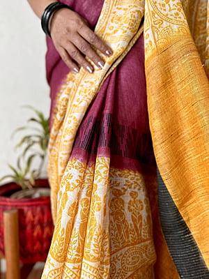 Linen Madhubani – Wine