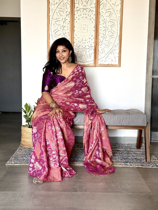 PINK MULTISSUE JAMDANI SAREE PINK MULTISSUE JAMDANI SAREE