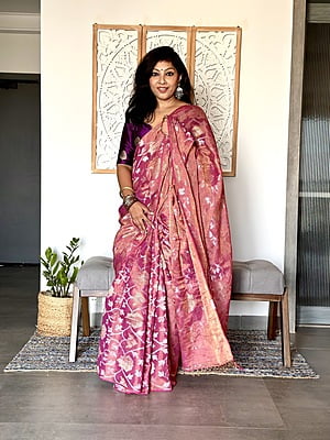 PINK MULTISSUE JAMDANI SAREE PINK MULTISSUE JAMDANI SAREE
