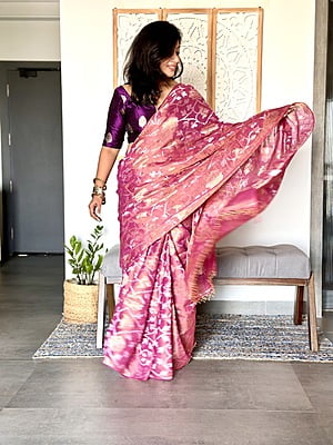PINK MULTISSUE JAMDANI SAREE PINK MULTISSUE JAMDANI SAREE