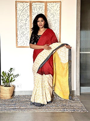 Linen Madhubani - Red