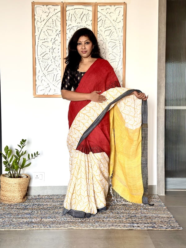 Linen Madhubani - Red