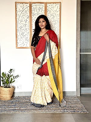 Linen Madhubani - Red