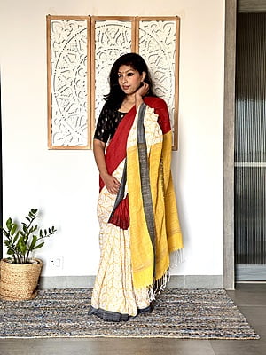 Linen Madhubani - Red