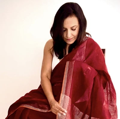 PURE LINEN MAROON SAREE