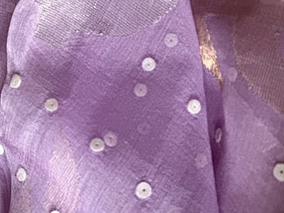 Matka Silk Saree with Shells woven with Muslin pallu - Lilac