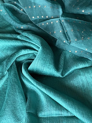 Pure Muslin saree with all over Sequins woven and Woven Border - Green