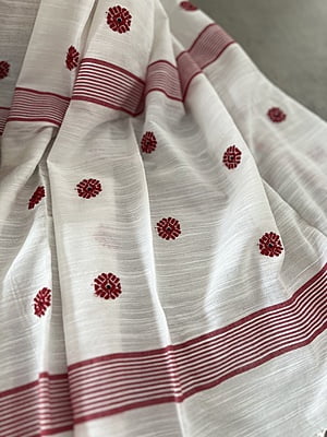 PURE HANDLOOM COTTON JAMDANI DUPATTA-WHITE PURE HANDLOOM COTTON JAMDANI DUPATTA-WHITE