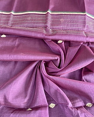 PURE HANDLOOM CHANDERI SILK DUPATTA - PURPLE PURE HANDLOOM CHANDERI SILK DUPATTA - PURPLE