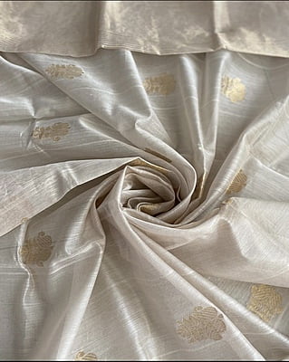 PURE HANDLOOM CHANDERI SILK DUPATTA - OFFWHITE PURE HANDLOOM CHANDERI SILK DUPATTA - OFFWHITE