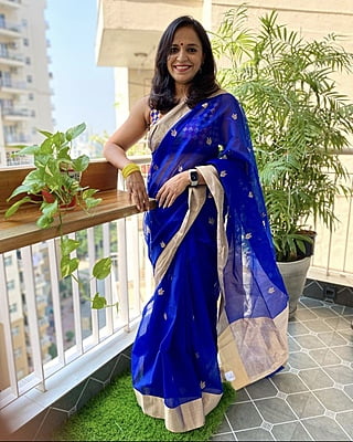 PURE HANDLOOM CHANDERI SILK SAREE - INK BLUE