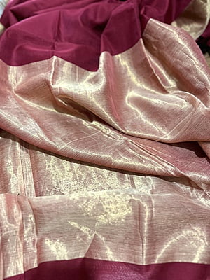 PURE HANDLOOM CHANDERI SILK SAREE - MAROON