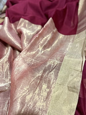 PURE HANDLOOM CHANDERI SILK SAREE - MAROON
