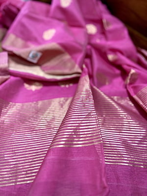 PURE HANDLOOM CHANDERI SILK SAREE - PINK PURE HANDLOOM CHANDERI SILK SAREE - PINK