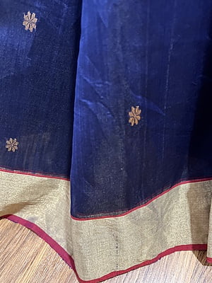 PURE HANDLOOM CHANDERI SILK SAREE - BLUE