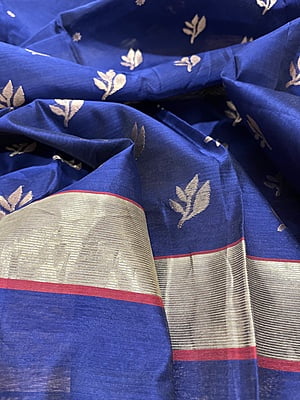 PURE HANDLOOM CHANDERI SILK SAREE - BLUE