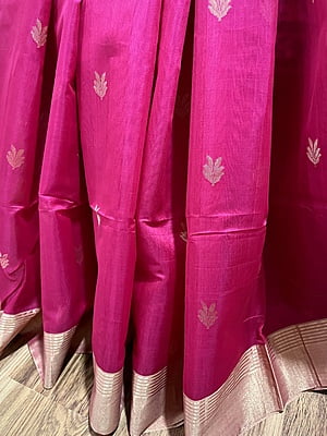 PURE HANDLOOM CHANDERI SILK SAREE - RANI PINK