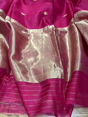 PURE HANDLOOM CHANDERI SILK SAREE - RANI PINK