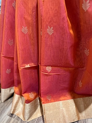 PURE HANDLOOM CHANDERI SILK SAREE - ORANGE PURE HANDLOOM CHANDERI SILK SAREE - ORANGE