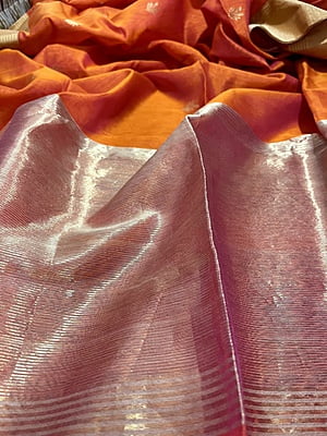 PURE HANDLOOM CHANDERI SILK SAREE - ORANGE PURE HANDLOOM CHANDERI SILK SAREE - ORANGE