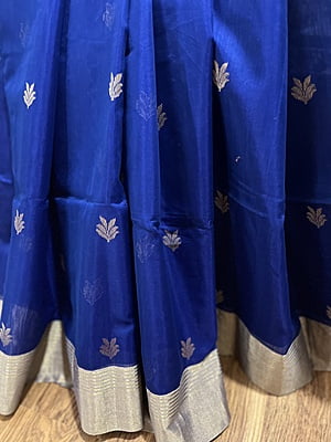 PURE HANDLOOM CHANDERI SILK SAREE - INK BLUE