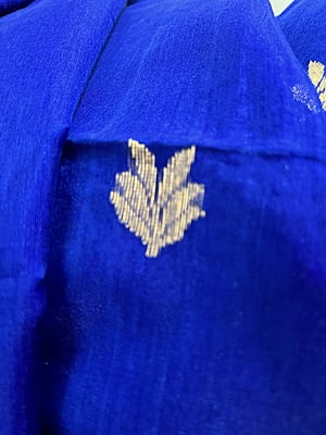 PURE HANDLOOM CHANDERI SILK SAREE - INK BLUE
