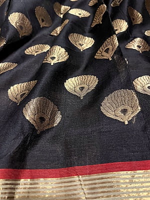 PURE HANDLOOM CHANDERI SILK SAREE - BLACK PURE HANDLOOM CHANDERI SILK SAREE - BLACK