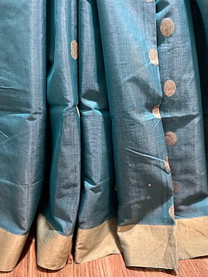 PURE HANDLOOM CHANDERI SILK SAREE - TEAL PURE HANDLOOM CHANDERI SILK SAREE - TEAL