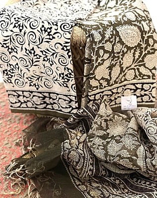 MEHENDI GREEN & BEIGE COTTON HAND BLOCK PRINT KOTA DUPATTA SET MEHENDI GREEN & BEIGE COTTON HAND BLOCK PRINT KOTA DUPATTA SET