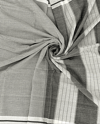 PURE HANDLOOM PATTEDA ANCHU SAREE - WHITE